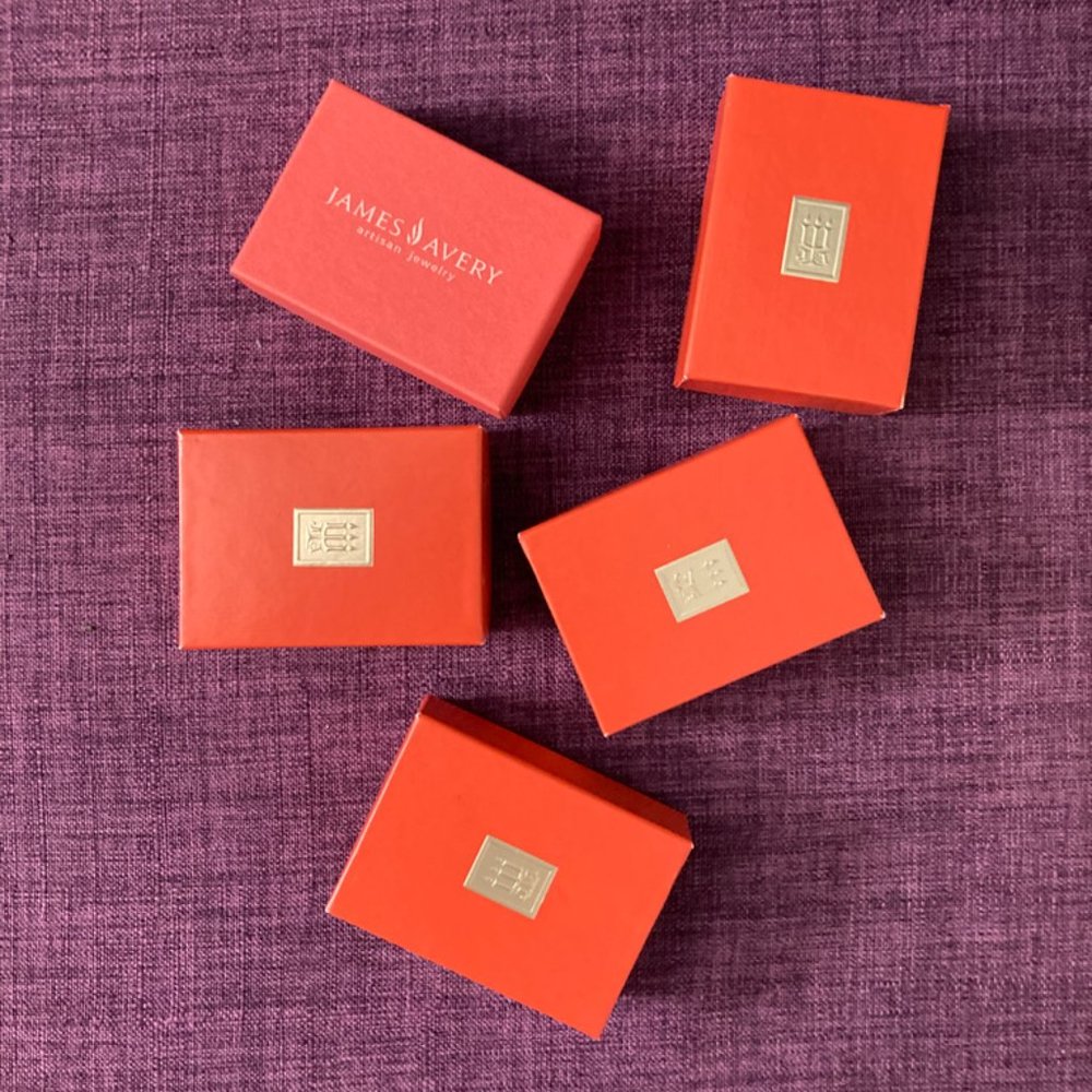 Set of Five James Averys Gift Boxes W/Dust Bags